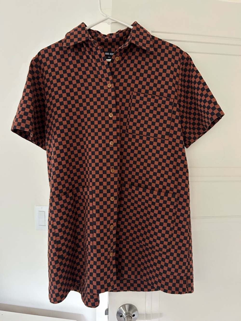 Ilana Kohn Checkered Short Sleeve Mini Dress